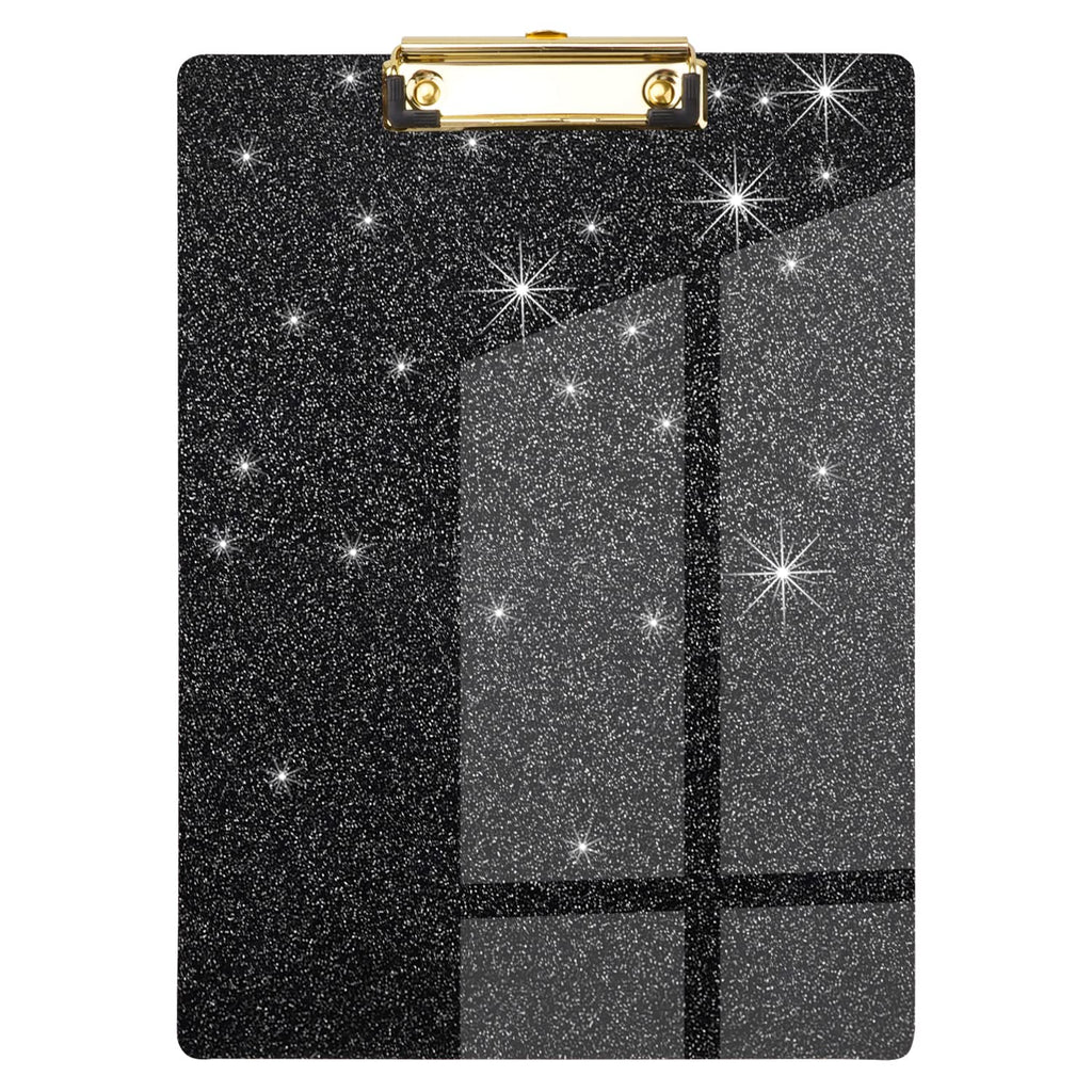Waveyu Black Glitter Clipboard, Acrylic Clipboard For Women Men, Stardard Letter Size Clipboard With Low Profile Gold Clip For D