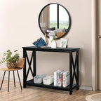 Super Deal 2-Tier Narrow Console Sofa Side Table For Entryway/Hallway/Living Room, 39.3In L X 11.8In W X 31.6In H, Black