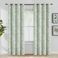 Fmfunctex White Green Blackout Curtains for Living-Room Blossom 96 inch Length Energy Efficient Thermal Print Curtains for Bedro