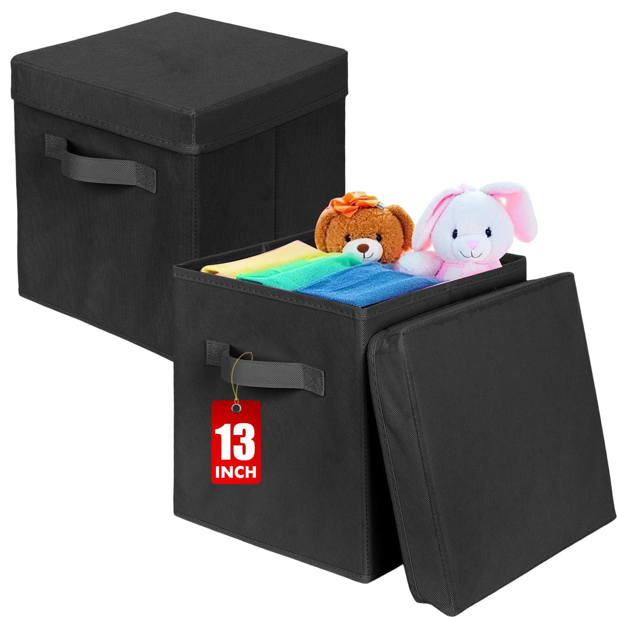 ShellKingdom Storage Bins, Foldable Fabric Storage Cube with Lid for Closet