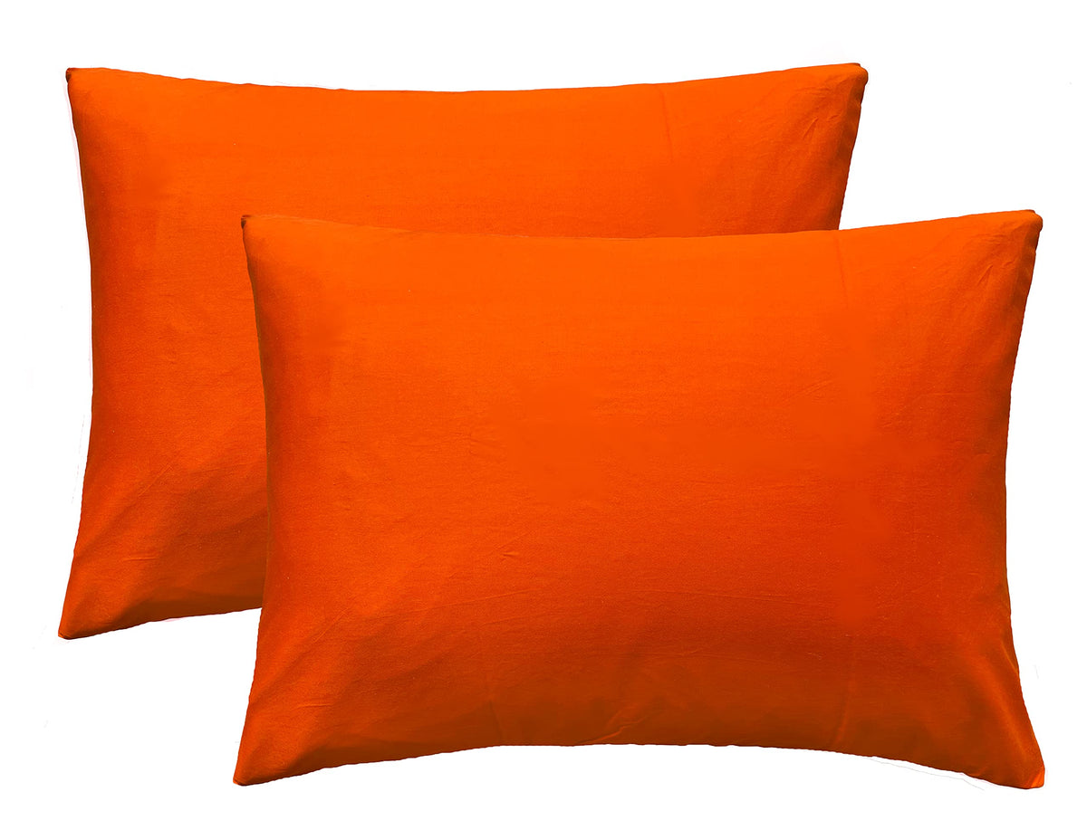 Imaylex Soft 100% Egyptian Cotton Zipper Closure Pillowcases, Cozy And Lightweight Pillow Case, Set Of 2, Orange, Queen, 20' X