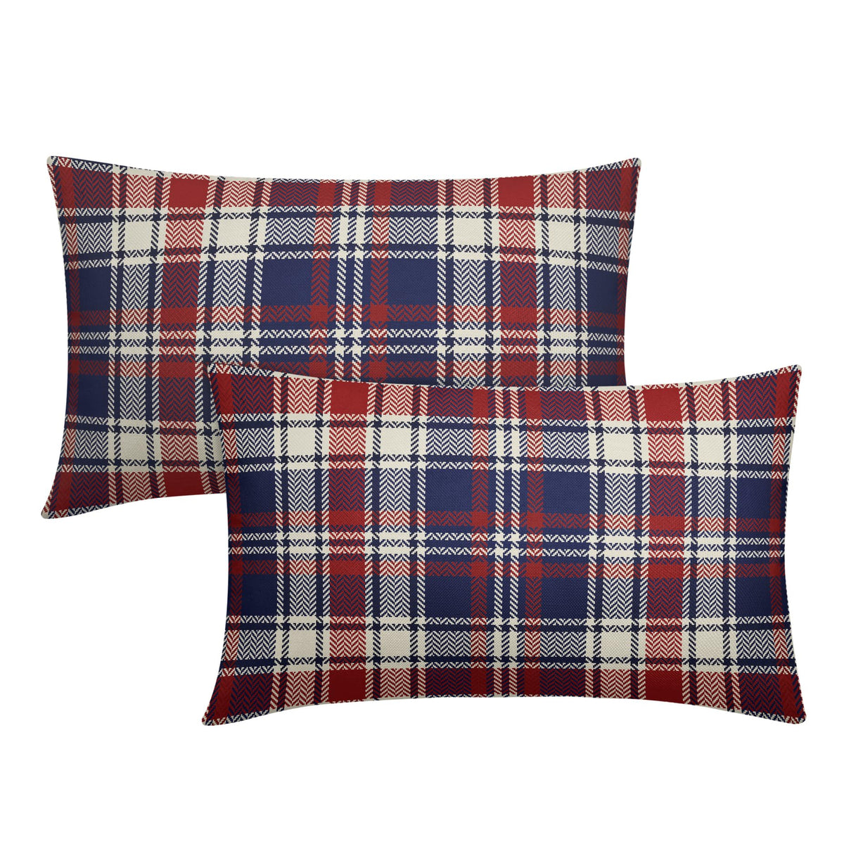 4Th Of July Patriotic Blue Red Plaid Pillow Covers 12X20 Set Of 2 Fourth July Independence Print Decorative Outdoor Pillowcases