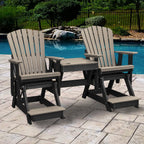American Furniture Classics Balcony Height Table Double Glider, Weatherwood on Black