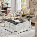 JXQTLINGMU Farmhouse Lift Top Coffee Table with Storage, 36 Wood Square Center Table with Large Hidden Compartment, Rustic Lift 