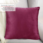 Nestl Throw Pillow Covers, Cozy Velvet Decorative Outdoor Pillow Covers 16X16 Inches, Soft Solid Cushion Covers For Sofa, Bed And Car, Set Of 4 - Magenta