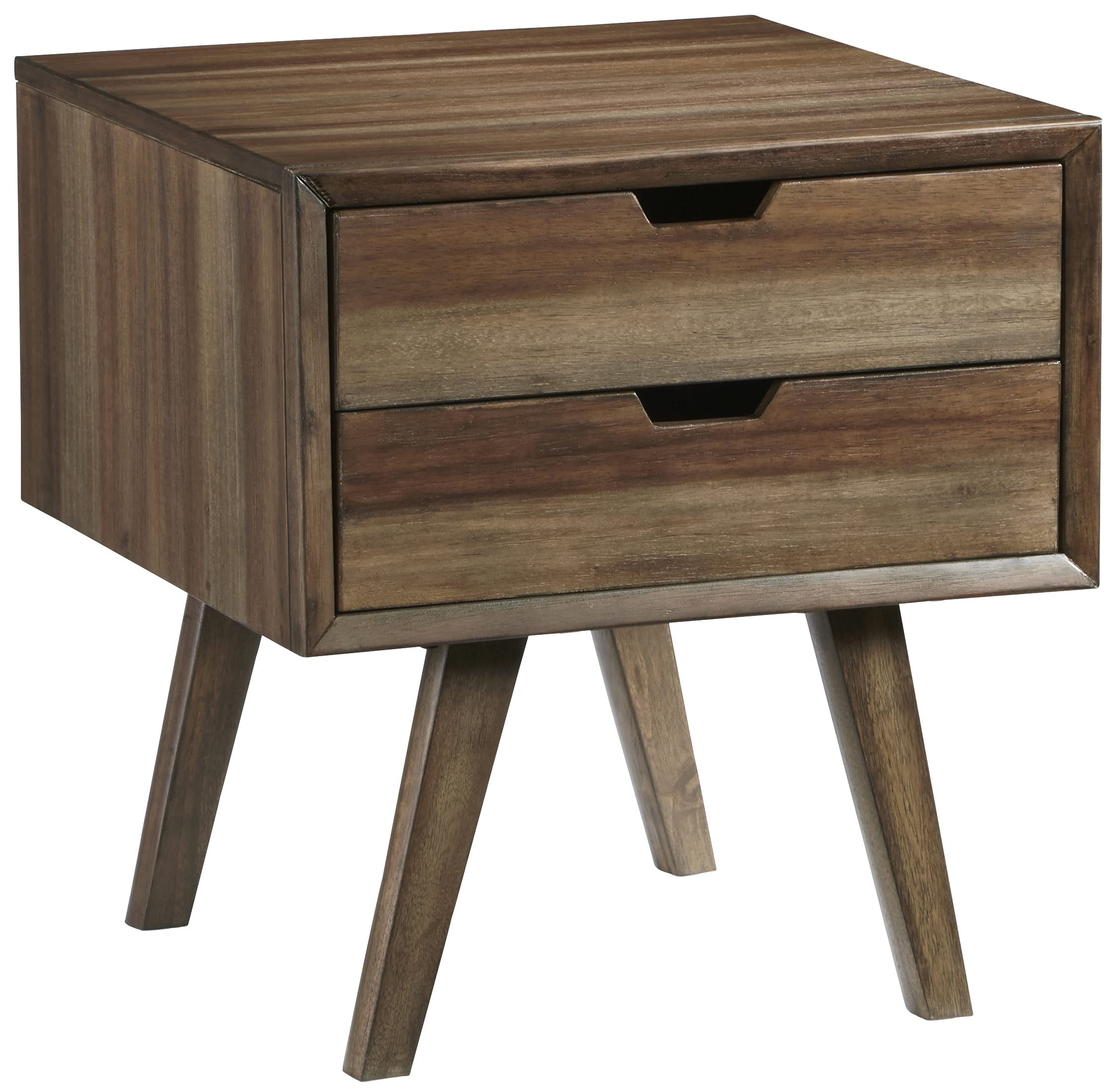 Progressive Furniture Bungalow End Table with Drawers, Brown/Caramel