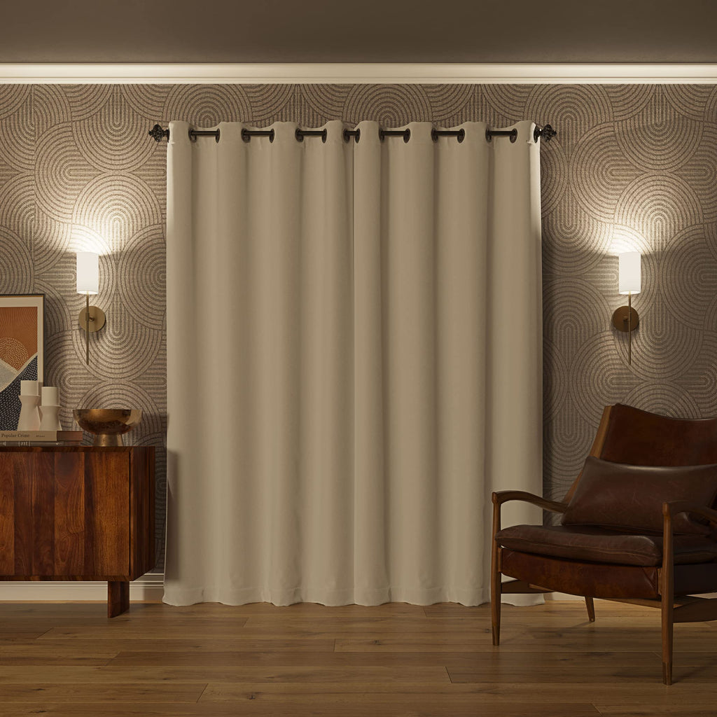 Sun Zero Nordic 2-Pack Theater Grade Noise Reducing Extreme 100% Blackout Grommet Curtain Panel Pair, 52' X 63, White
