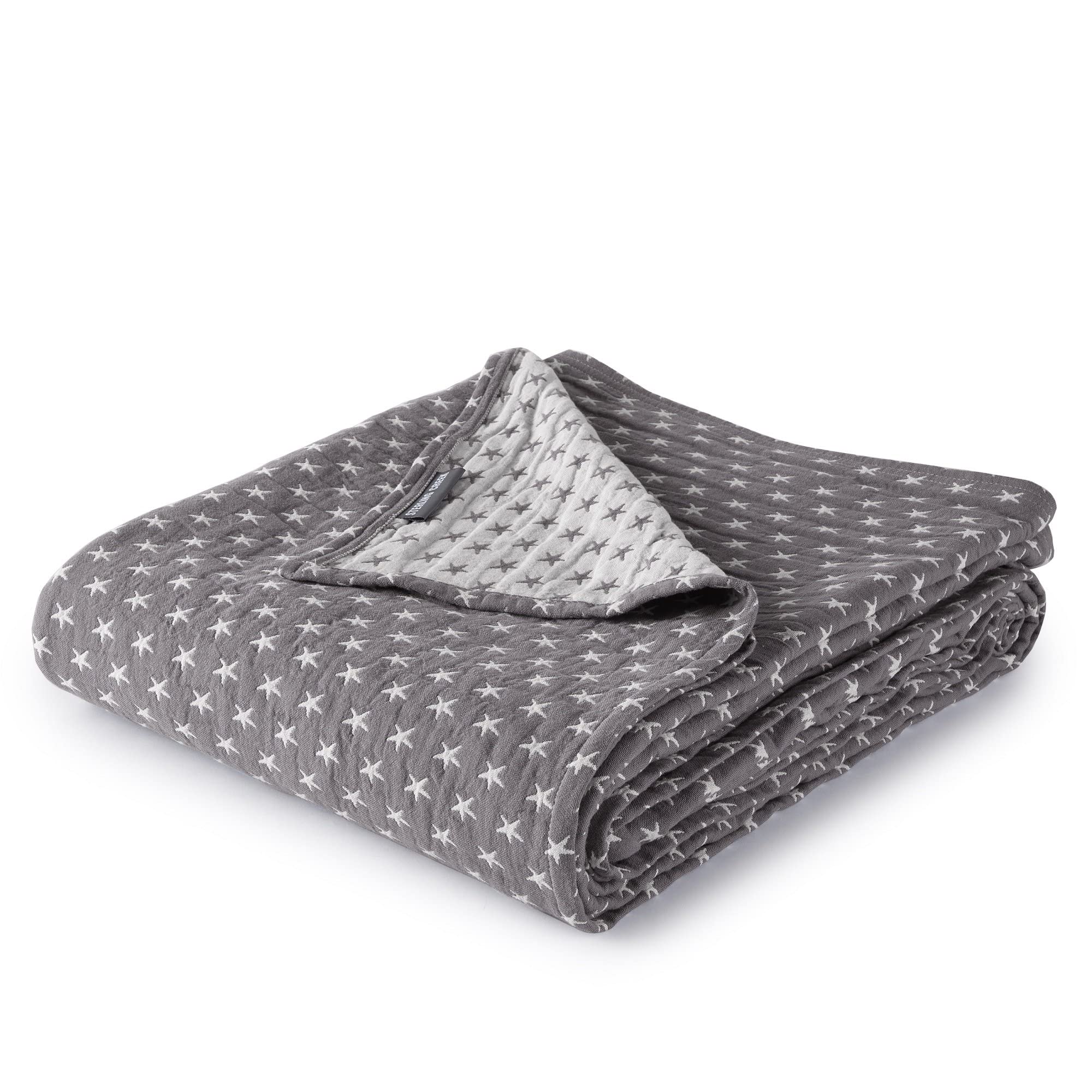 Sterling Creek Dawson Star Muslin Blanket Queen Three Layers Lightweight Breathable Cotton Gauzy Blanket for Adults, All Season 