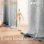 Jinchan Linen Blend Grey Curtains 96 Inches Long For Living Room Farmhouse Rod Pocket Back Tab Light Filtering Window Drapes For Bedroom Curtains Gray 2 Panels
