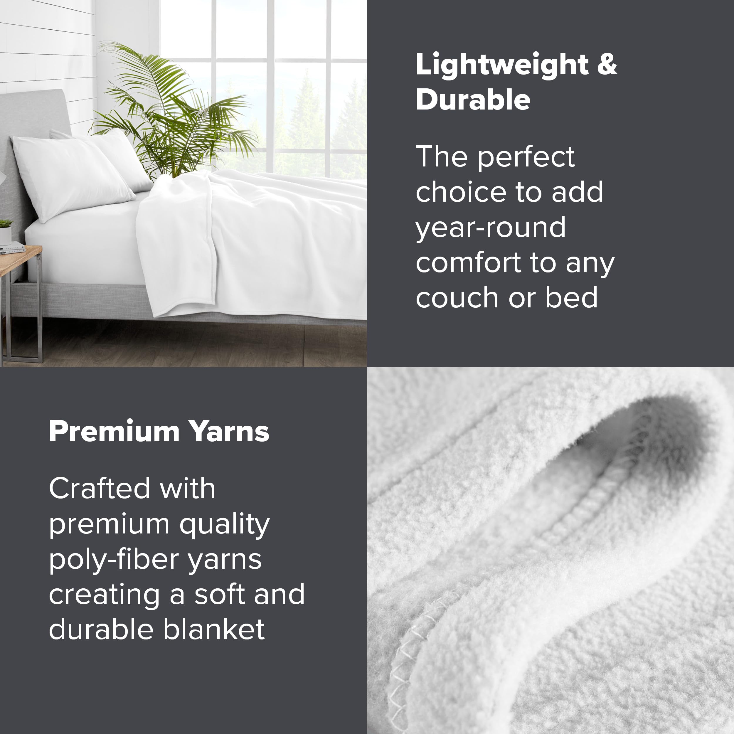 Bare Home Polar Fleece Blanket - King Blanket - White - Warm & Cozy - Premium Fleece Blanket - Blanket For Bed, Sofa, Camping, T