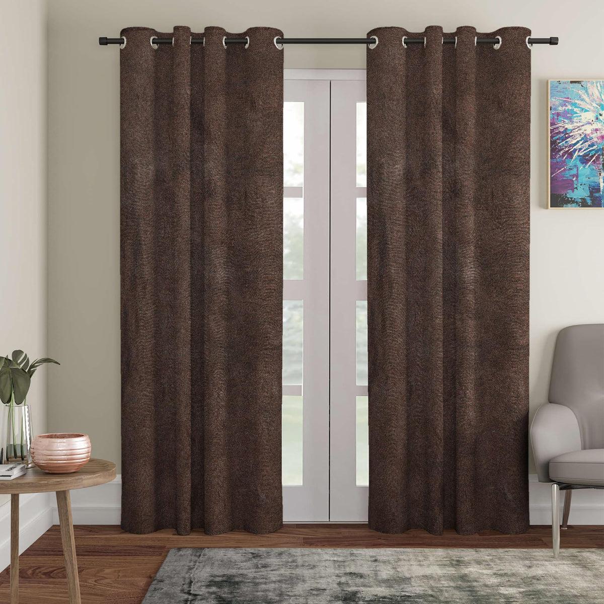 STITCHNEST SemiBlackout Jute Door Curtain  7 Feet Pack of 1  Brown Color  Curtain  Ideal for Doorways, Living Room, Bedroom