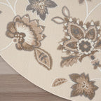 Nourison Aloha Indoor-Outdoor Beige 7?0?X Round Area Rug, Easy Cleaning, Non Shedding, Bed Room, Living Room, Dining Room, Backyard, Deck, Patio (8 Round)