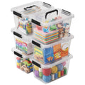 Citylife 7 Qt Clear Plastic Storage Bins with Lids and Handle Small 6 Pack