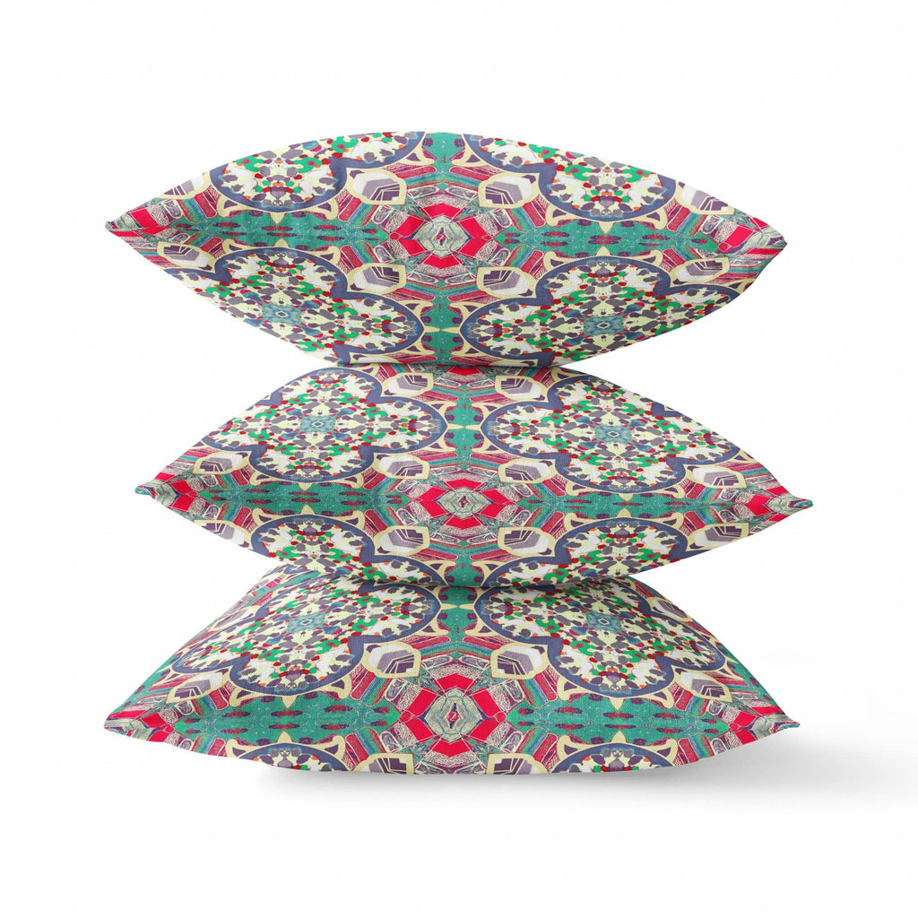 HomeRoots Green Grey Pink Gray Pink Cloverleaf Boho Suede Throw Pillow