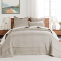 Levtex Home - Cross Stitch Taupe Bedspread Set - King Quilted Bedspread And Two King Shams - Cross Stitch Pattern - Bedspread (1