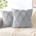 Decoruhome Throw Pillow Covers 26X26 Inch Set Of 2, Soft Plush Faux Fur Wool Grey Couch Pillow Covers, Decorative Pillow Cases For Bed Sofa Living Room Home Decor