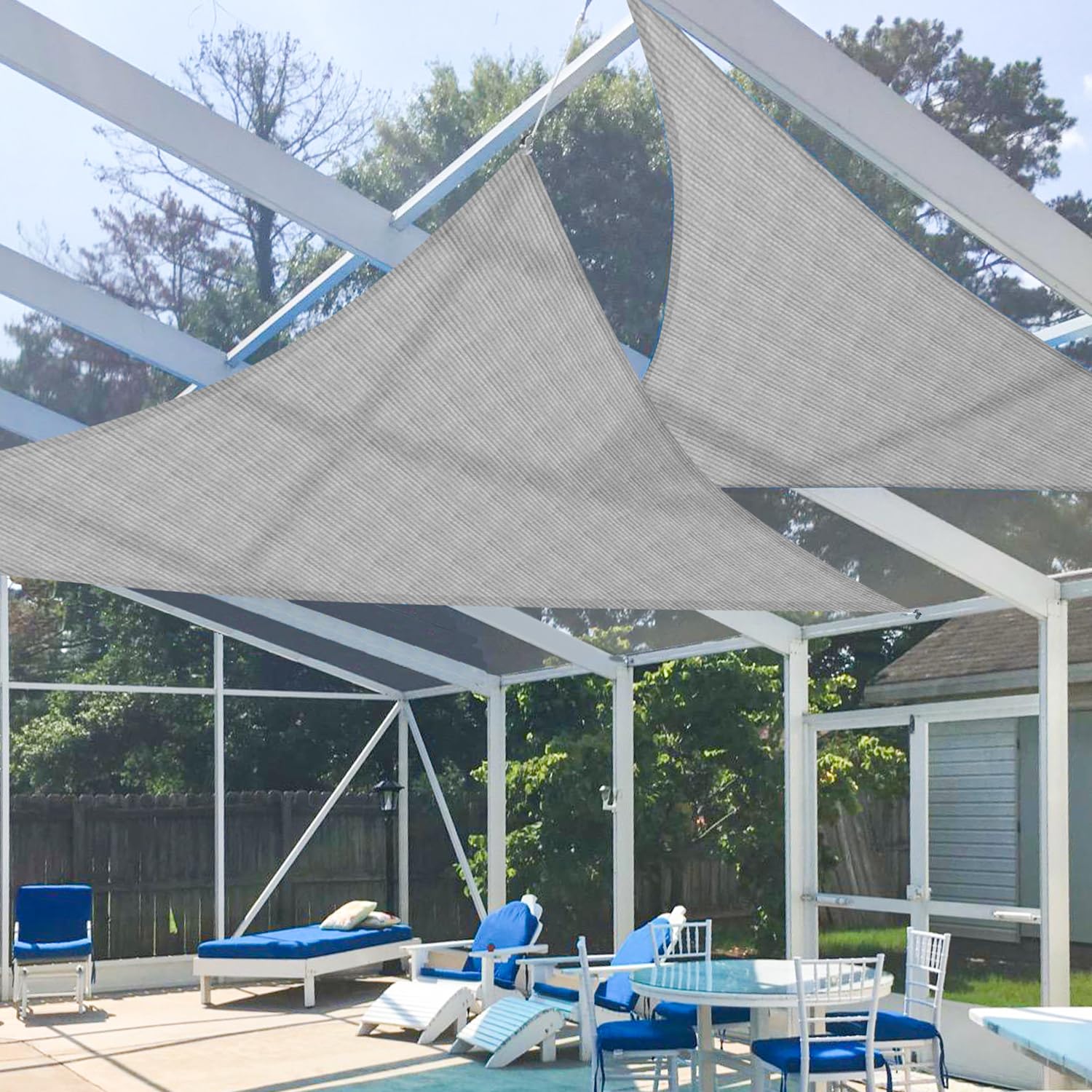 E&K Sunrise 5' X 12' X 13' Sun Shade Sail Right Triangle Canopy Shade Cover Uv Block For Patio Backyard Garden Outdoor (Light Gr
