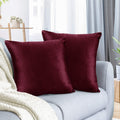 Nestl Throw Pillow Covers, Cozy Velvet Decorative Burgundy Red Pillow Covers 20 x 20 Inches, Soft Solid Couch Pillow Covers for 