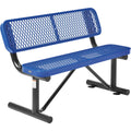 Global Industrial 4L Heavy Duty Expanded Metal Mesh Bench with Backrest with Steel Frame, Portable Outdoor Bench, 1000 lbs Capa