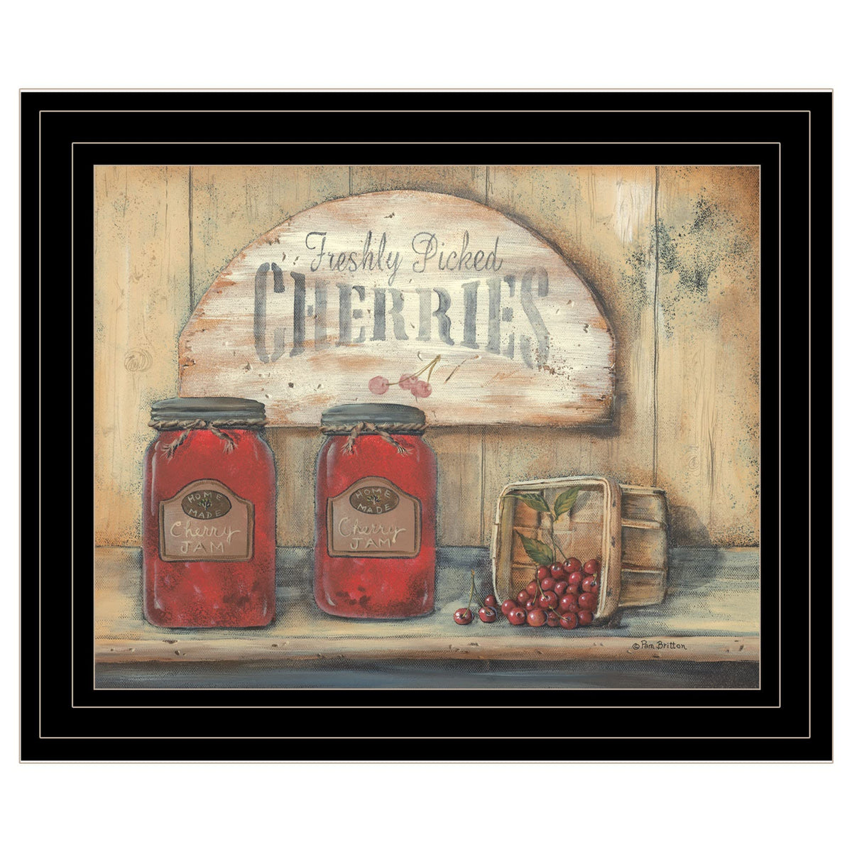 Rustic Cherry Jam Black Framed Print Wall Art