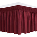 Biscaynebay Wrap Around Bed Skirts For Queen Beds 17' Long Drop, Burgundy Adjustable Elastic Dust Ruffles Easy Fit Wrinkle & Fa