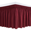 Biscaynebay Wrap Around Bed Skirts For King & Cal King Beds 16' Drop, Burgundy Adjustable Elastic Dust Ruffles Easy Fit Wrinkle & Fade Resistant Silky Luxurious Fabric Solid Machine Washable