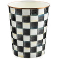 MACKENZIE-CHILDS Waste Bin, Decorative Bedroom Trash Can or Bathroom Trash Can, Black-and-White Courtly Check