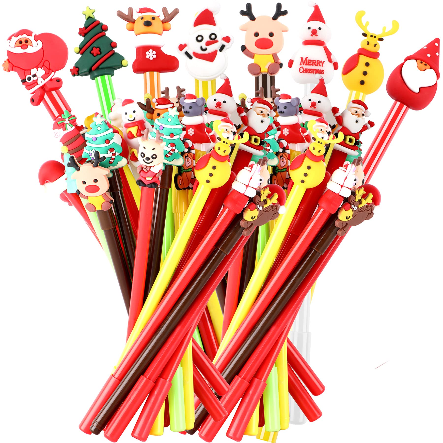 Sannix 50 Pcs Christmas Pens For Kids, Christmas Cartoon Gel Ink Pens With Black Ink For Students Teacher School Supplies Cute H