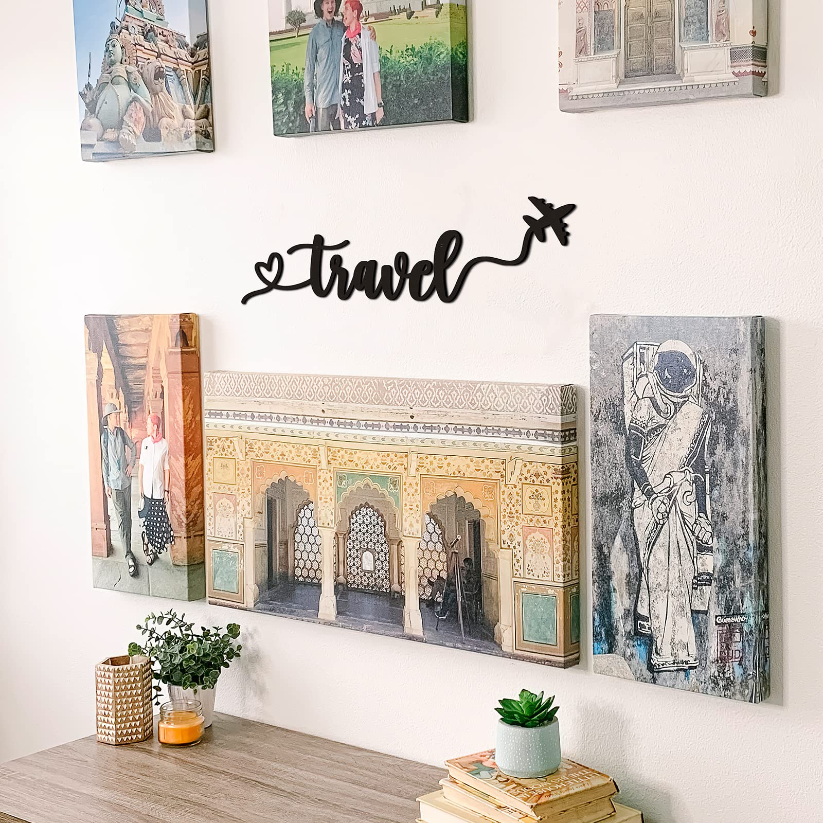 Qmetalart Travel Decor Metal Wall Art Backdrop Decoration Sign Word Hanging For Home Living Room Bedroom Office Housewarming Gif