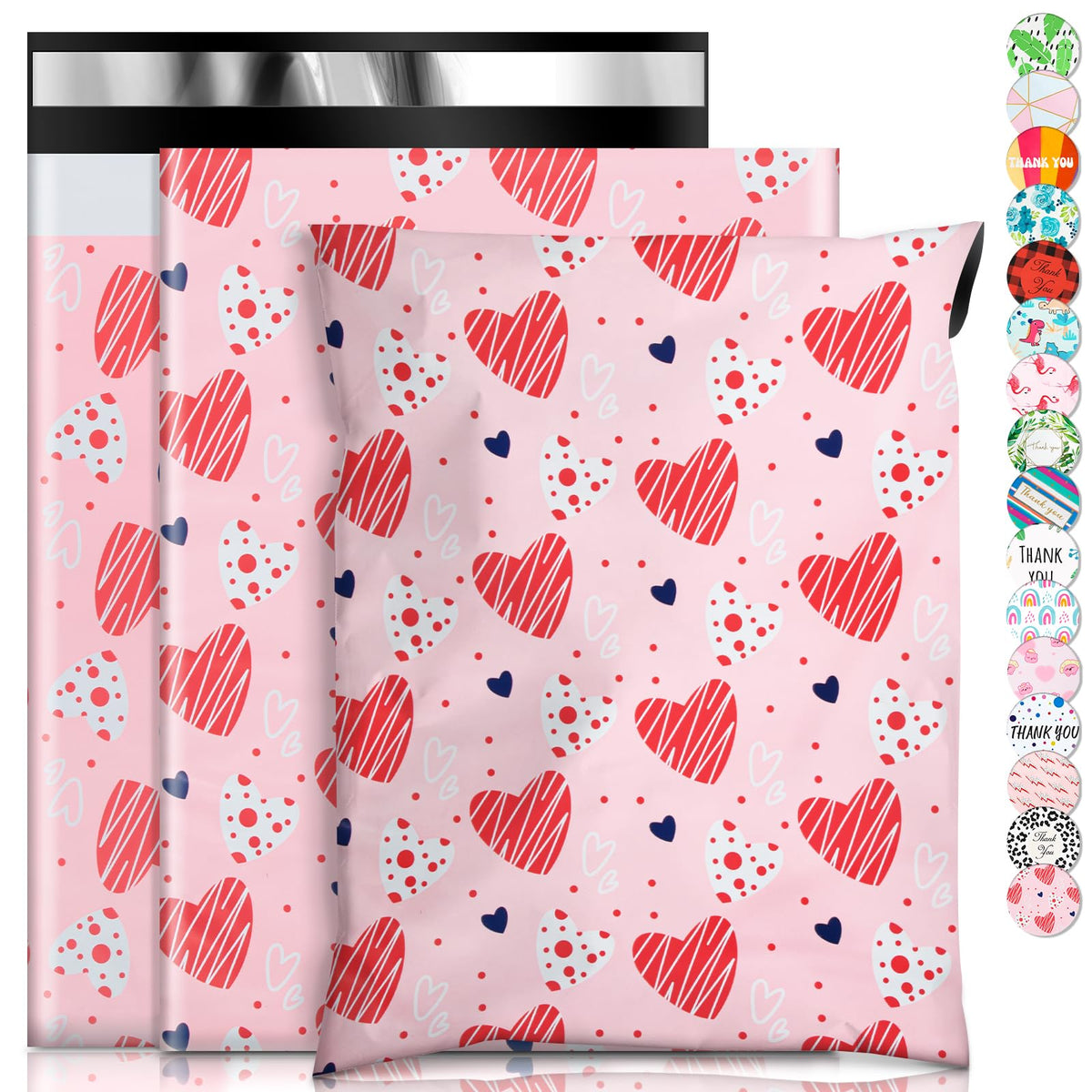 Oududianzi Valentine Poly Mailers 10X13, 100Pack Valentine Shipping Bags, Shipping Envelopes, Plastic Packaging Bags, Self-Seal