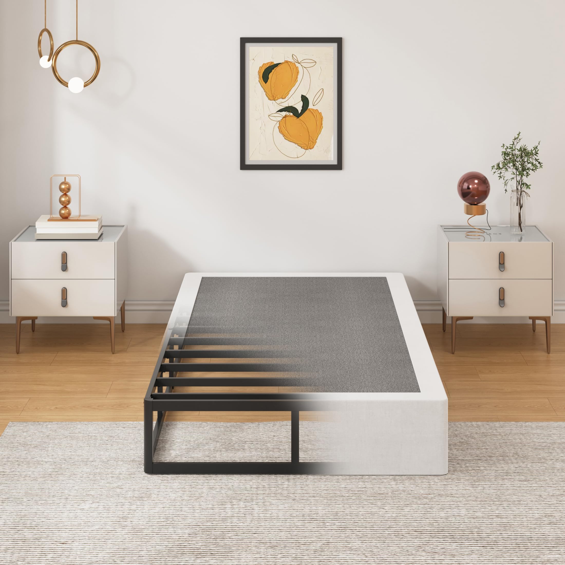 SHLAND Twin Box Spring - 10 Inch Heavy Duty High Profile Metal Box Springs for Twin Bed, Mattress Foundation with Fabric Cover, 