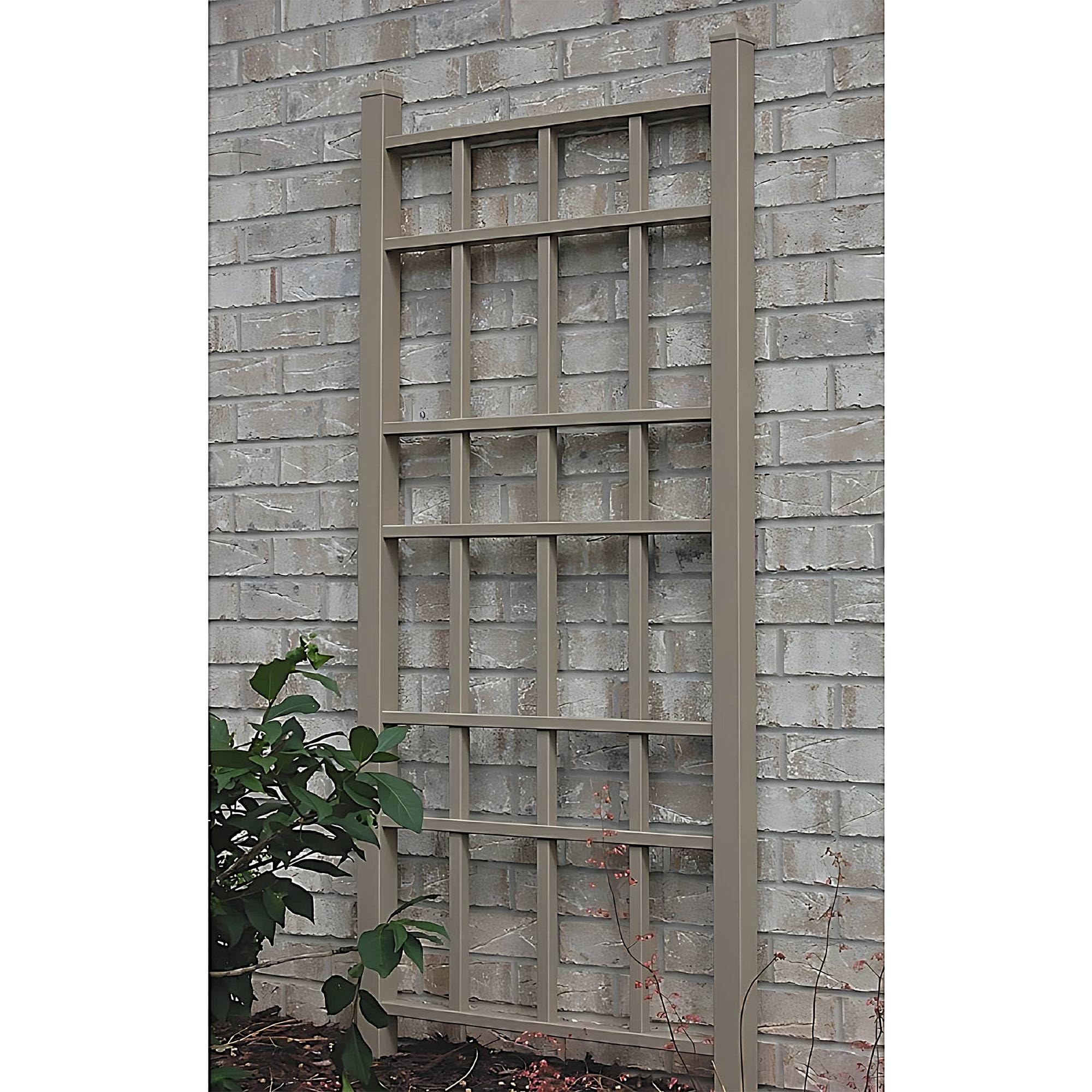 Dura-Trel Cambridge 28 By 65 Inch Heavy Duty Weather Stabilized Pvc Vinyl Outdoor Garden Patio Trellis With Wall Mounting Screws