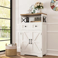 Befrases Farmhouse White Storage Cabinet With Doors And Drawers, Freestanding Kitchen Pantry Cabinet, Floor Storage Cabinet Hutc