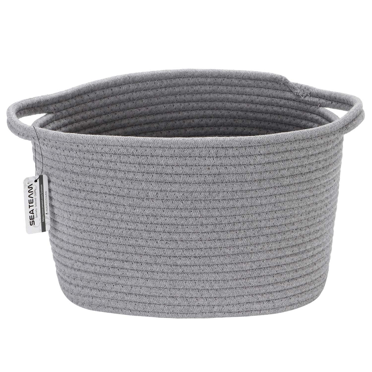 Sea Team Oval Cotton Rope Woven Storage Basket with Handles, Diaper Caddy, Nursery Nappies Organizer, Baby Shower Basket for Kid