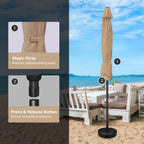 Simple Deluxe 9Ft Outdoor Patio Umbrella Table Market Umbrella With Push Button Tilt And Crank, 8 Sturdy Ribs, Uv Protection Waterproof For Garden, Lawn, Deck, Backyard, Pool,Tan