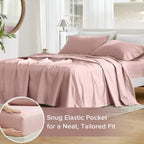 Comfort Spaces 100% Cotton Sheets Full, Breathable & Ultra Soft Cotton Sheets, Naturally Cool Cotton Bed Sheets With 14' Elastic Pocket Fits Up To 16' Mattress, All Seasons Sheet Set, Pink 4 Piece