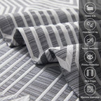 Dark Grey And Silvery 100% Blackout Curtains 63 Inch Length 2 Panels, Jacquard Thermal Insulated Noise Reducing Grommet Drapes F