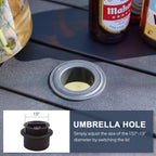 Vicllax 53' Round Patio Dining Table For 6-8, Metal Outdoor Dining Table With Umbrella Hole For Garden, Patio, Balcony, Dark Grey