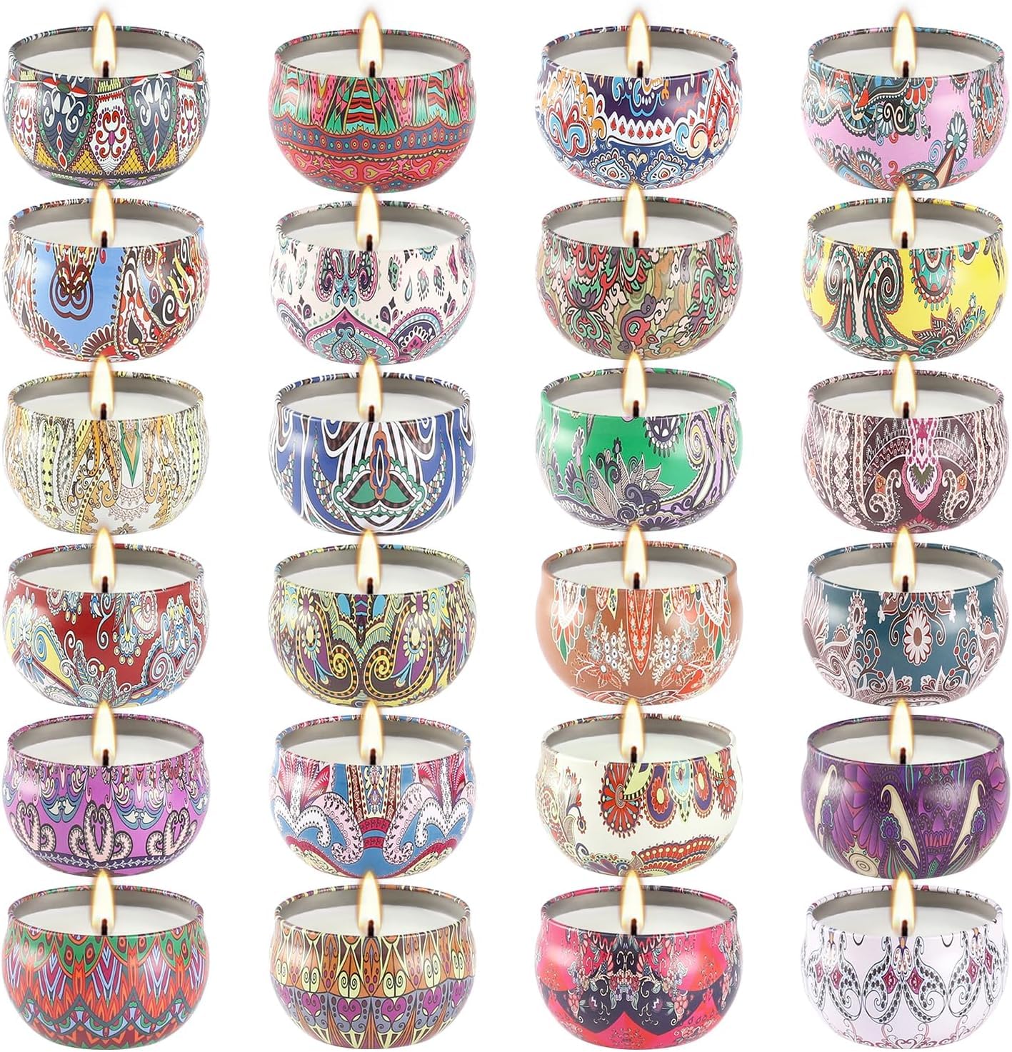WPONSZU Scented Candles Gifts Set 24 Pack Soy Wax Travel Tin Jar Candles for Home 2.5 OZ jar Candles for Mom for Christmas, Birt