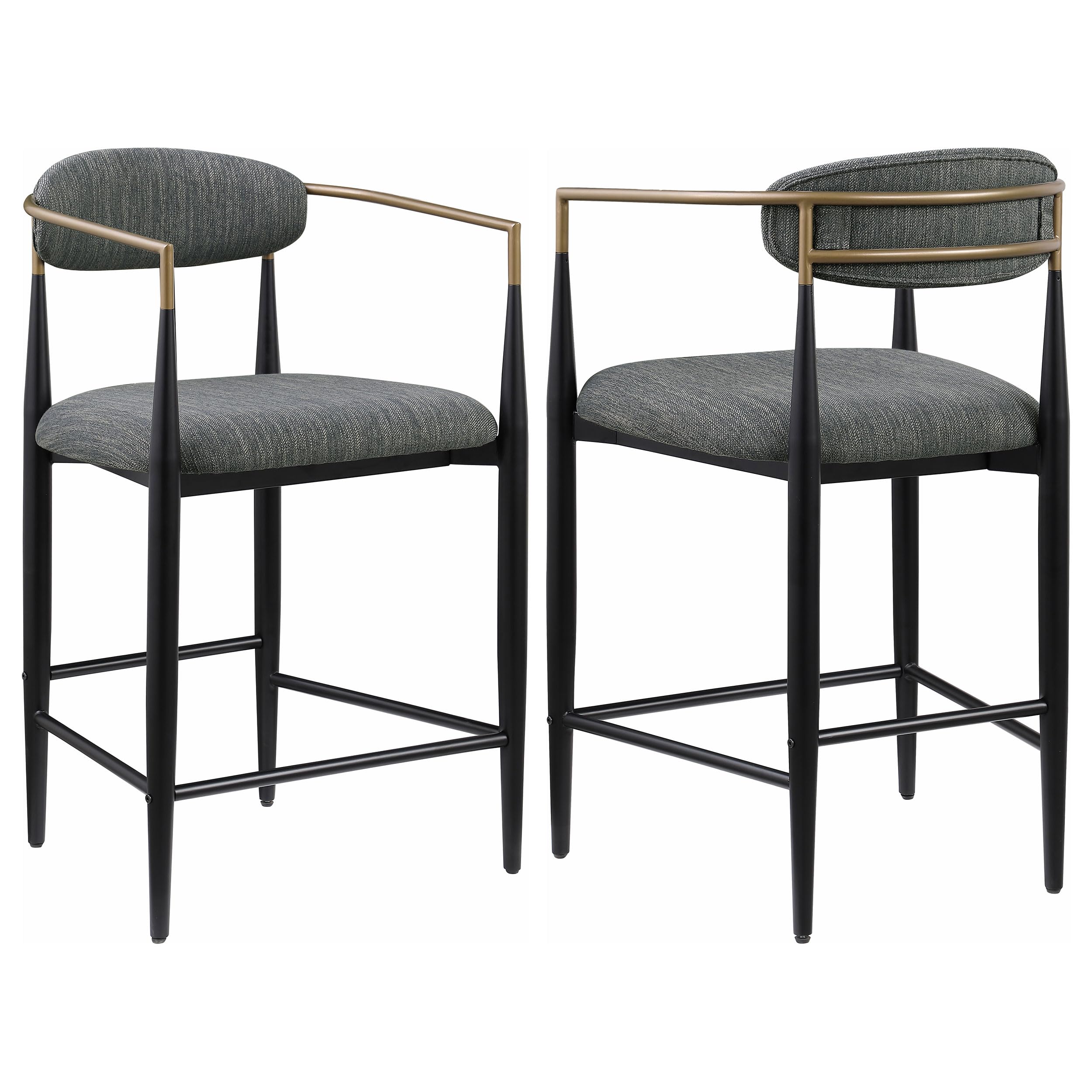 Tina Metal Counter Height Bar Stool with Upholstered Back and Seat - Thumbnail 4