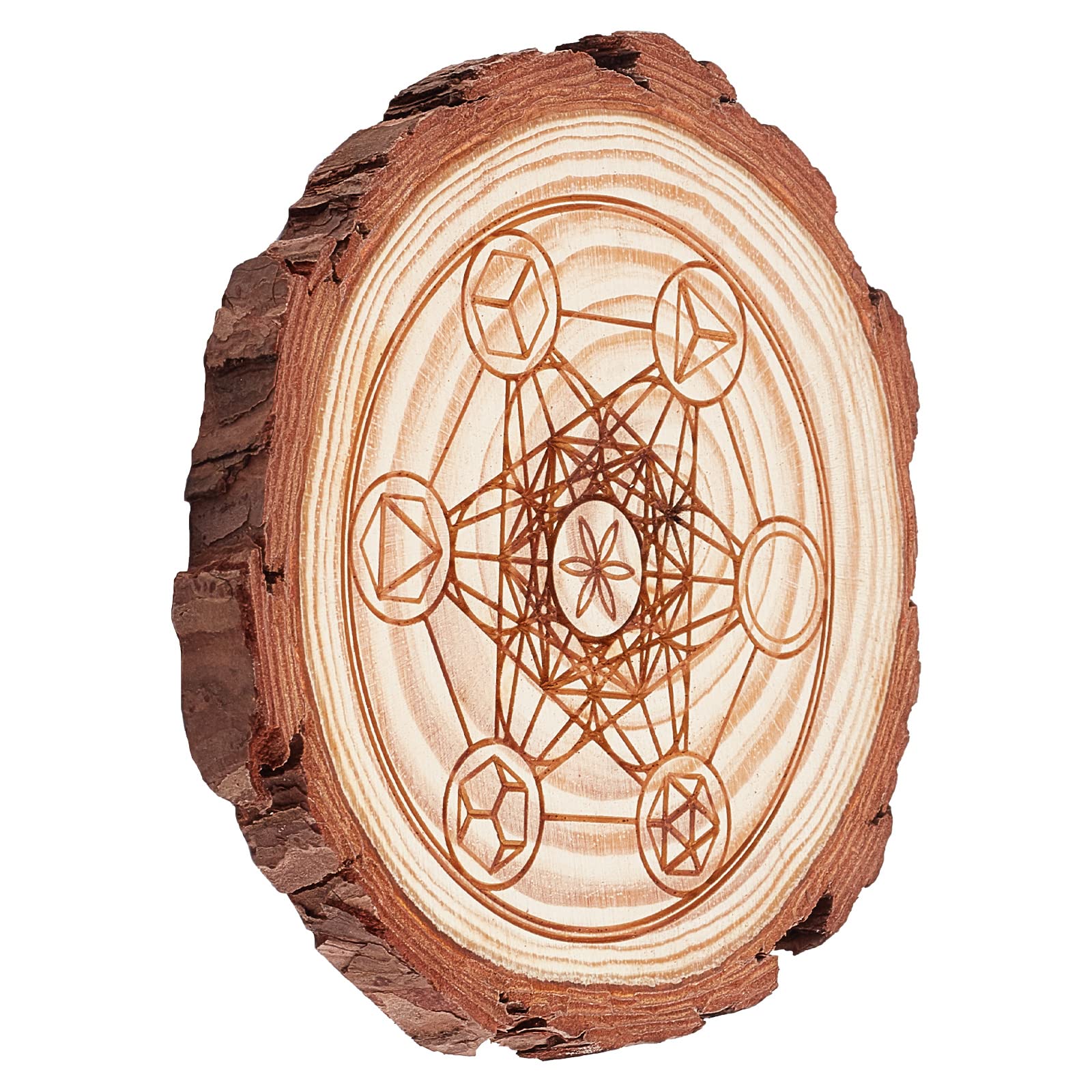 GORGECRAFT 3.9 Inch Metatrons Cube Mandala Wall Art Nature Wooden Crystal Grid Board Sacred Geometry Wall Decor Meditation Chak