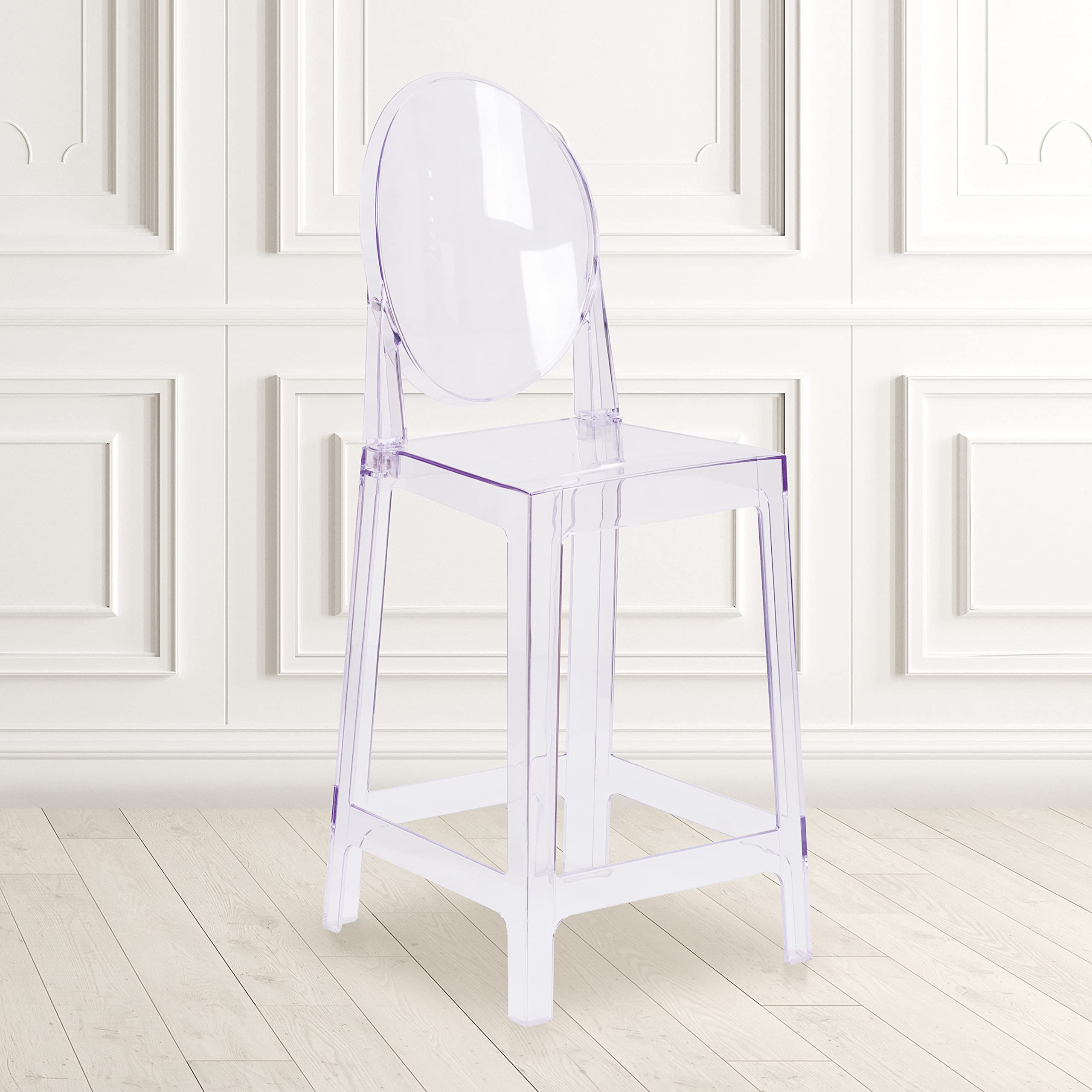 Flash Furniture Revna Ghost Counter Stool with Oval Back in Revna Transparent Crystal