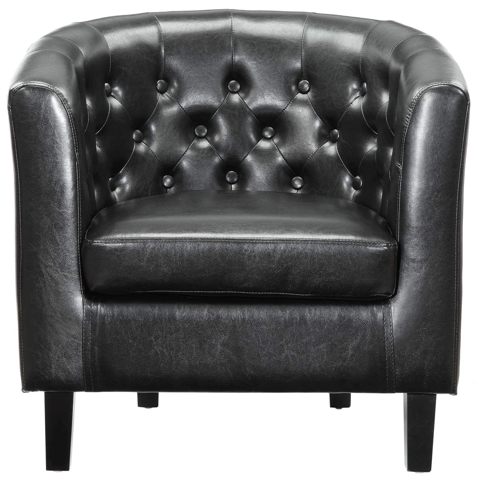 Modway Prospect Upholstered Vinyl Armchair Set of 2, Black