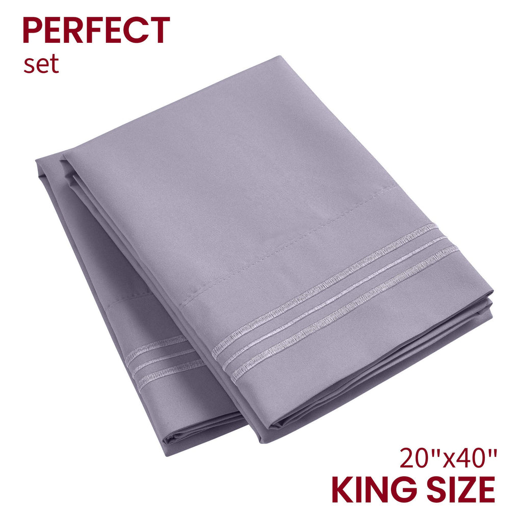 Mellanni Pillow Cases - 2 Pc Iconic Collection Pillowcases - Luxury, Extra Soft, Cooling Pillow Covers - Envelope Closure (King 20' X 40', Hazy Lilac)