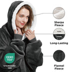 Bedsure Wearable Blanket Hoodie With Sleeves - Sherpa Hooded Blanket Adult As Gifts For Mom Women, Winter Sweatshirt Blanket Sta