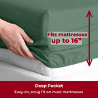 Mellanni Twin Sheet Set - 4-Piece Iconic Collection Bedding, (Including 2 Pillowcases), 16-Inch Deep Pocket, Easy Care, Extra Soft, Cooling Sheets, Brushed Microfiber - Emerald Green