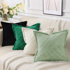 Decoruhome Decorative Black Throw Pillow Covers 26X26 Set Of 2 With Splicing, Boho Soft Corduroy Broadside Twill Pillow Covers F