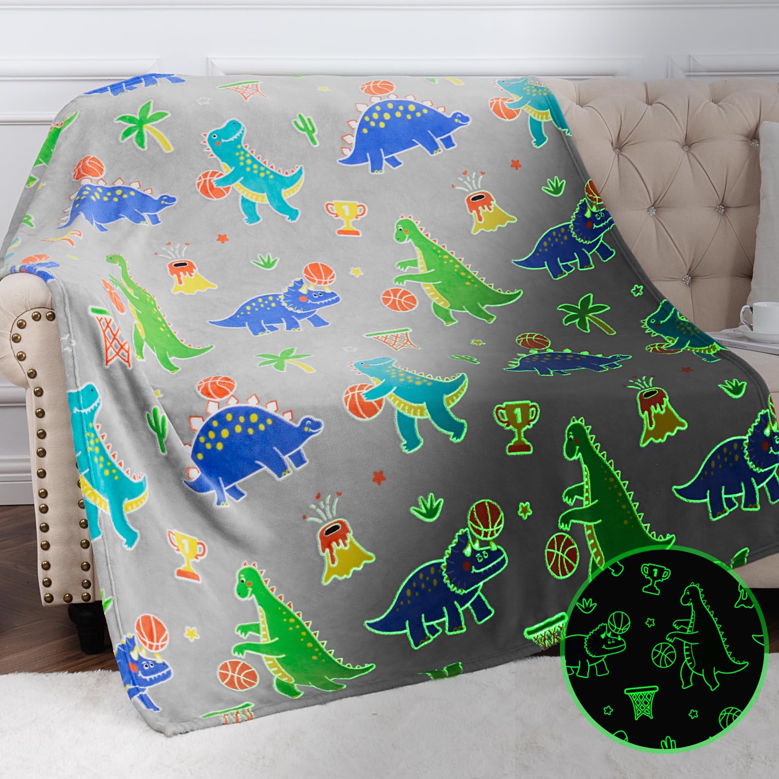 Dinosaur Toys For Ages 2-4 - Dinosaur Gifts For Kids 5-7, Dino Blanket Boys 8-13 Present Birthday Christmas, Flannel Throw Blank