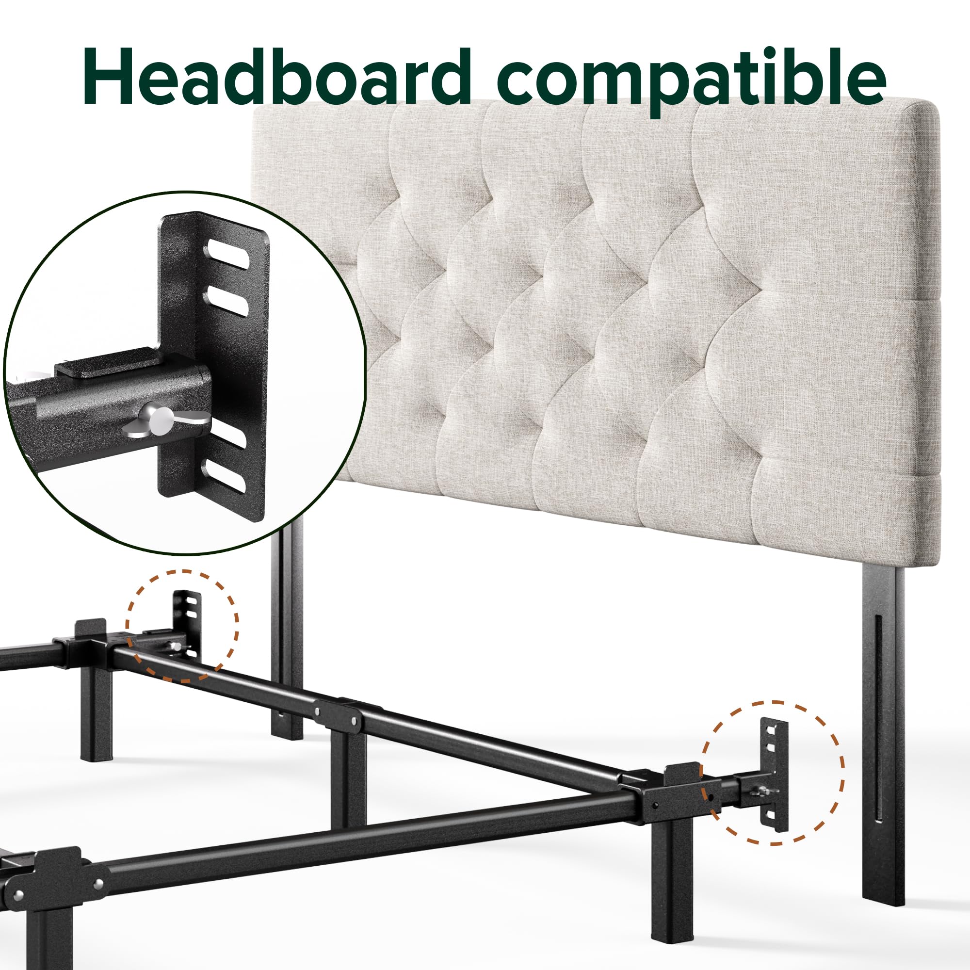 Zinus 7 Inch Compack® Metal Bed Frame, Support Bed Frame For Box Spring And Mattress Set, Black, King