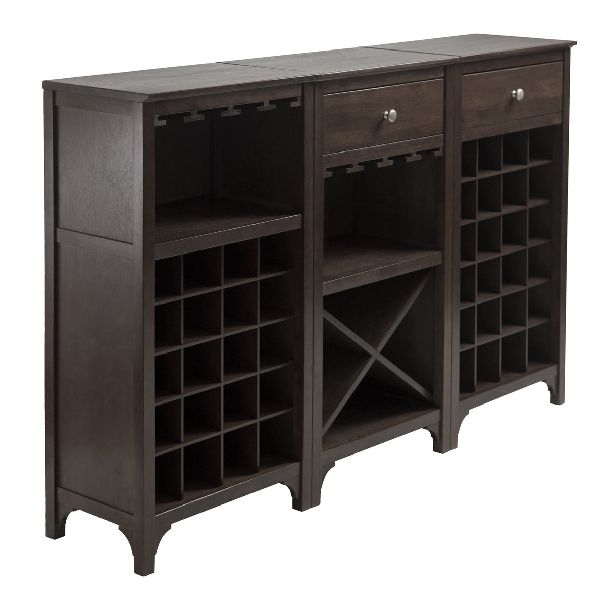 Winsome 3-Piece Ancona Wine Cabinet Modular Set, Black